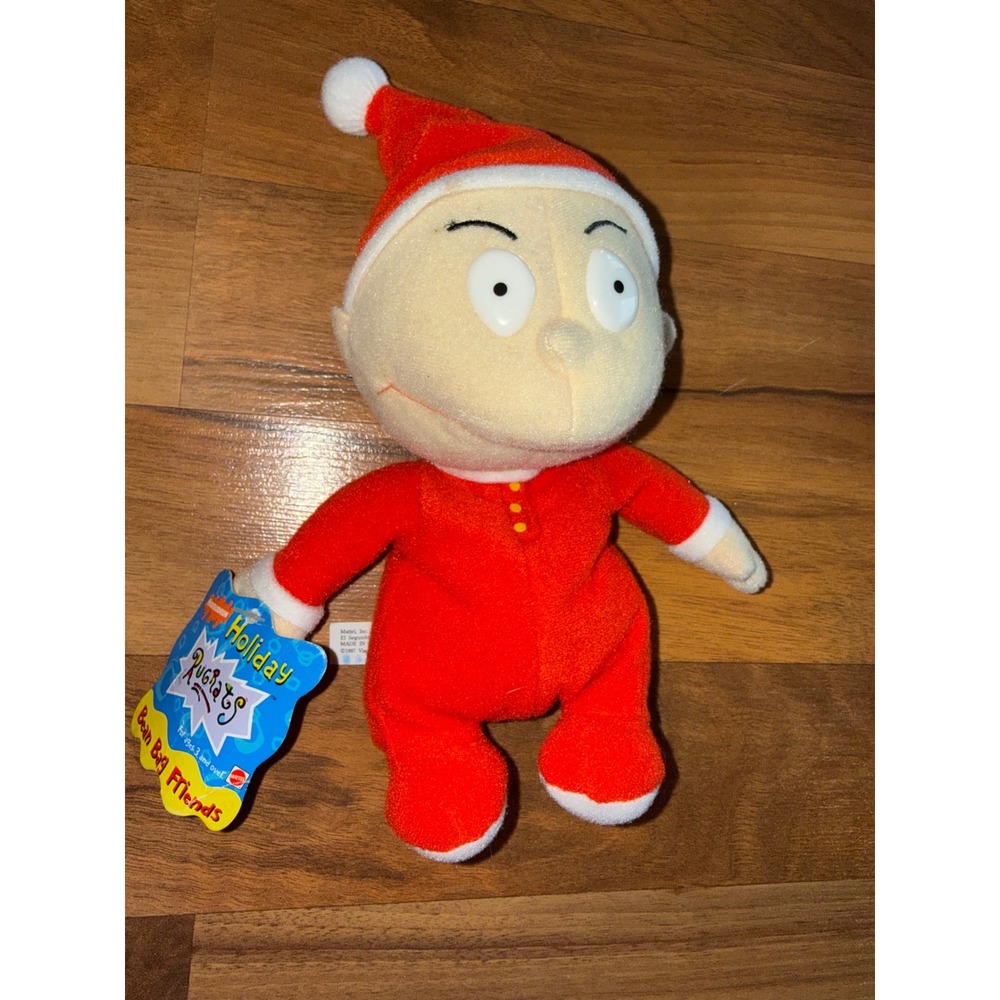 Mattel Rugrats Tommy Pickles Plush OS Red NWT 1997 Holiday Santa Bean Bag Friend
